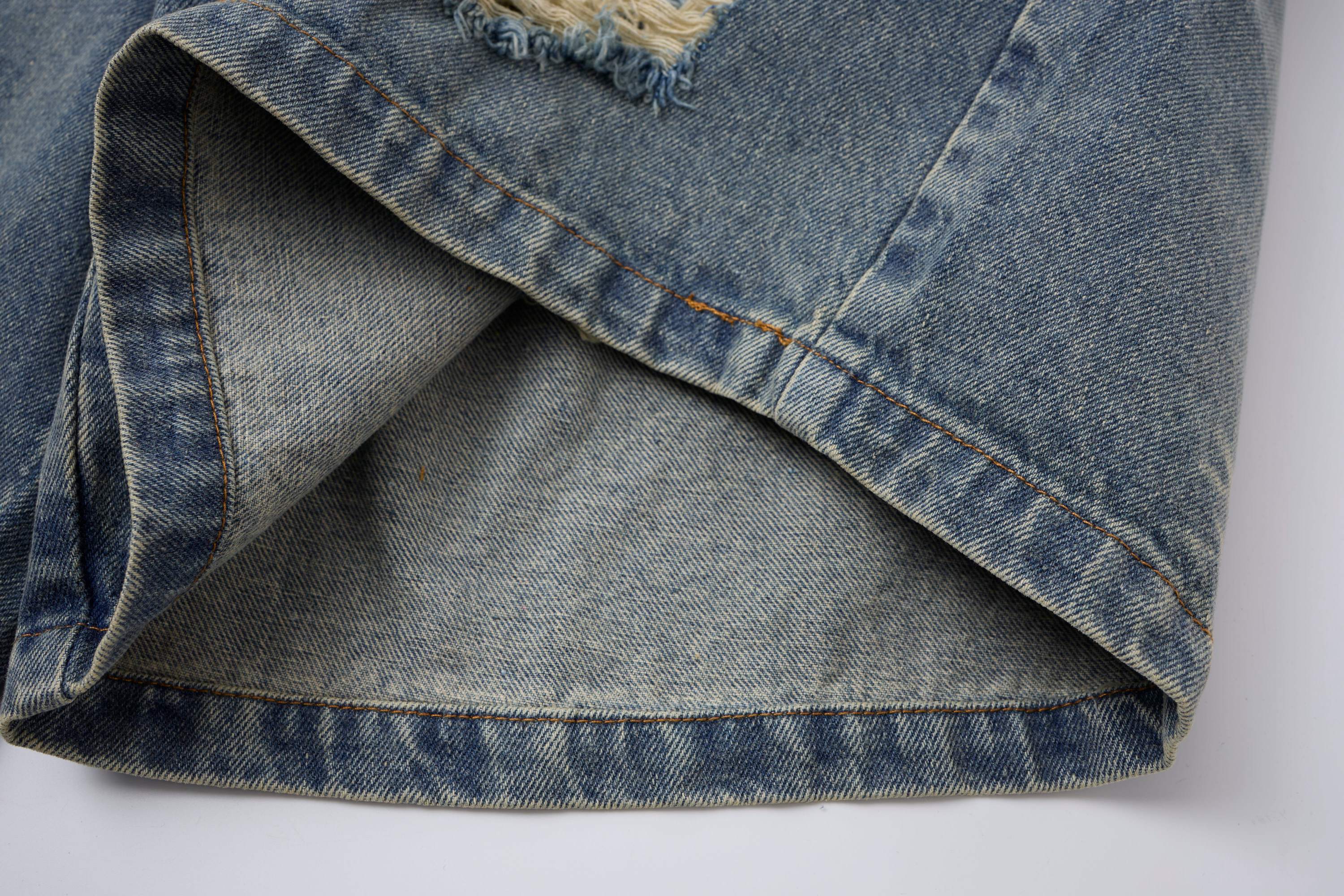 Omirad Distressed Layered Waist Denim Shorts