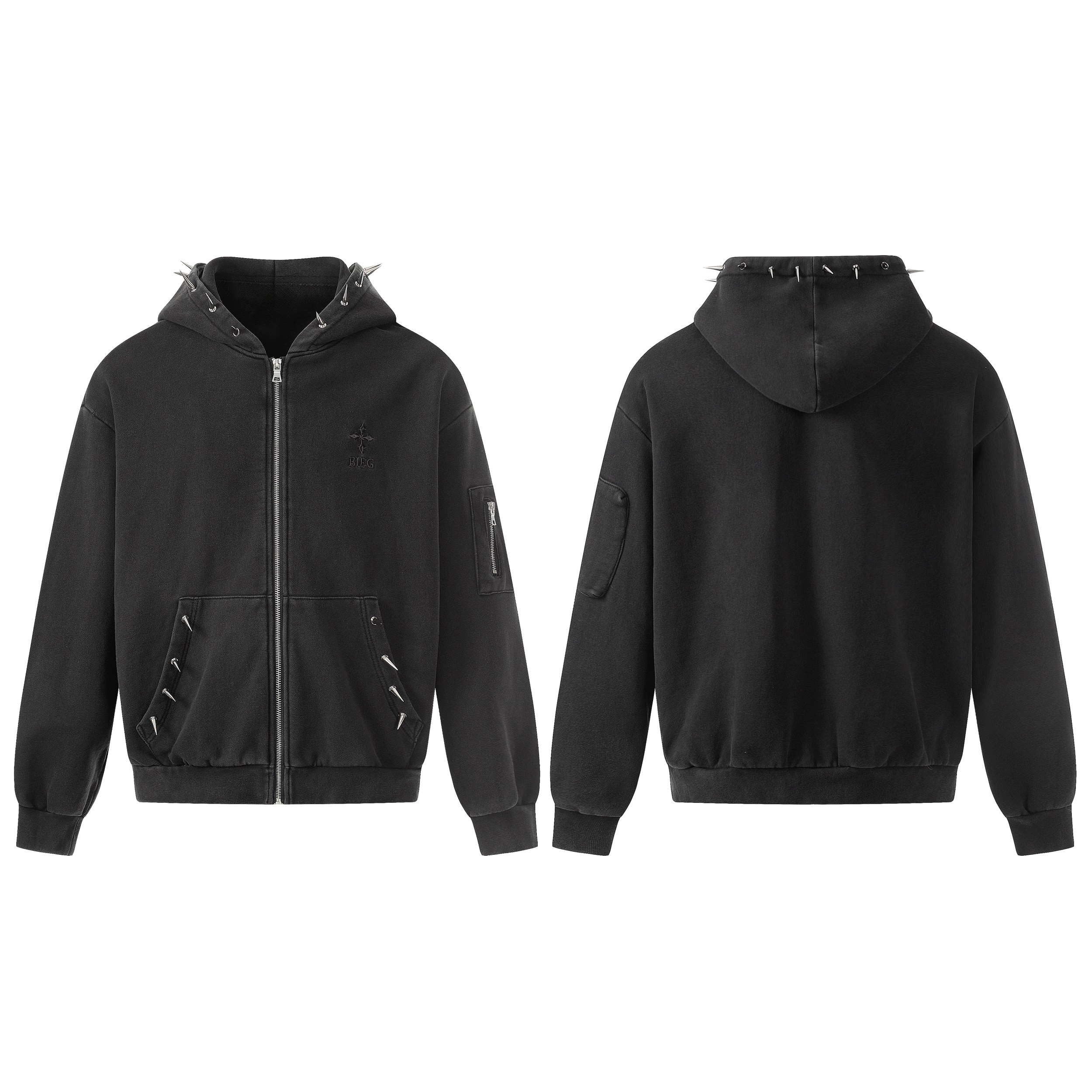 Omirad Studded Zip-Up Hoodie