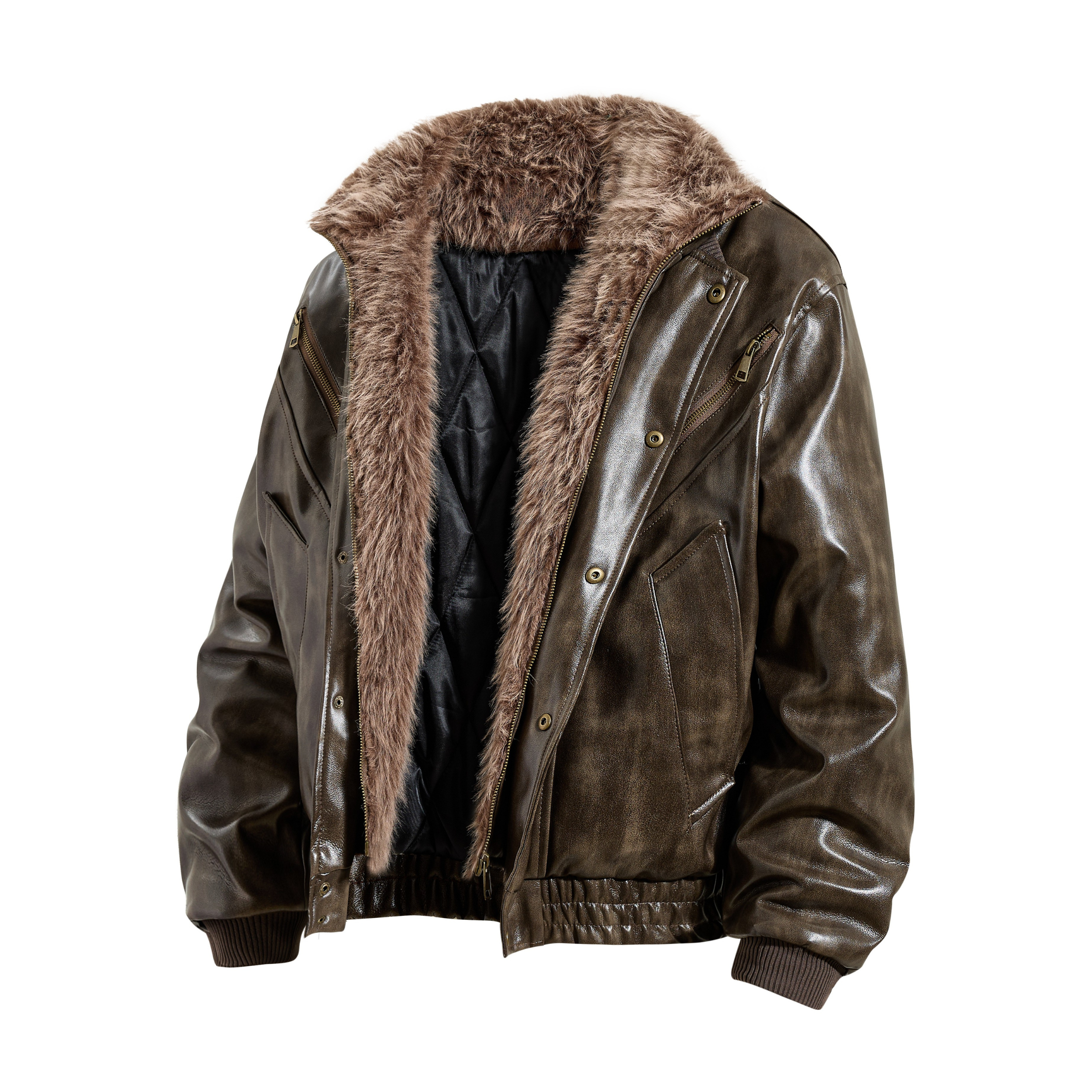 Omirad Faux Leather Bomber Jacket