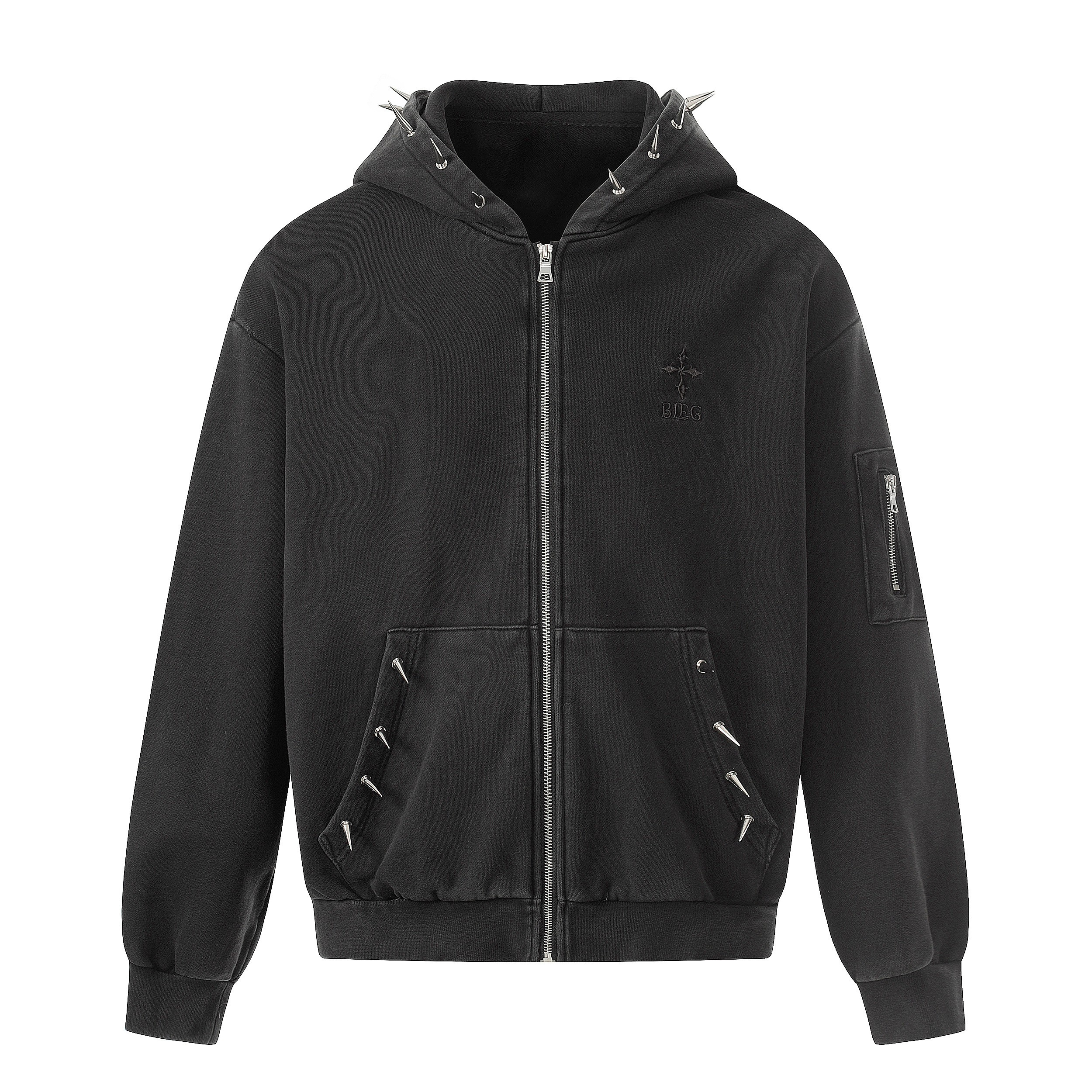 Omirad Studded Zip-Up Hoodie