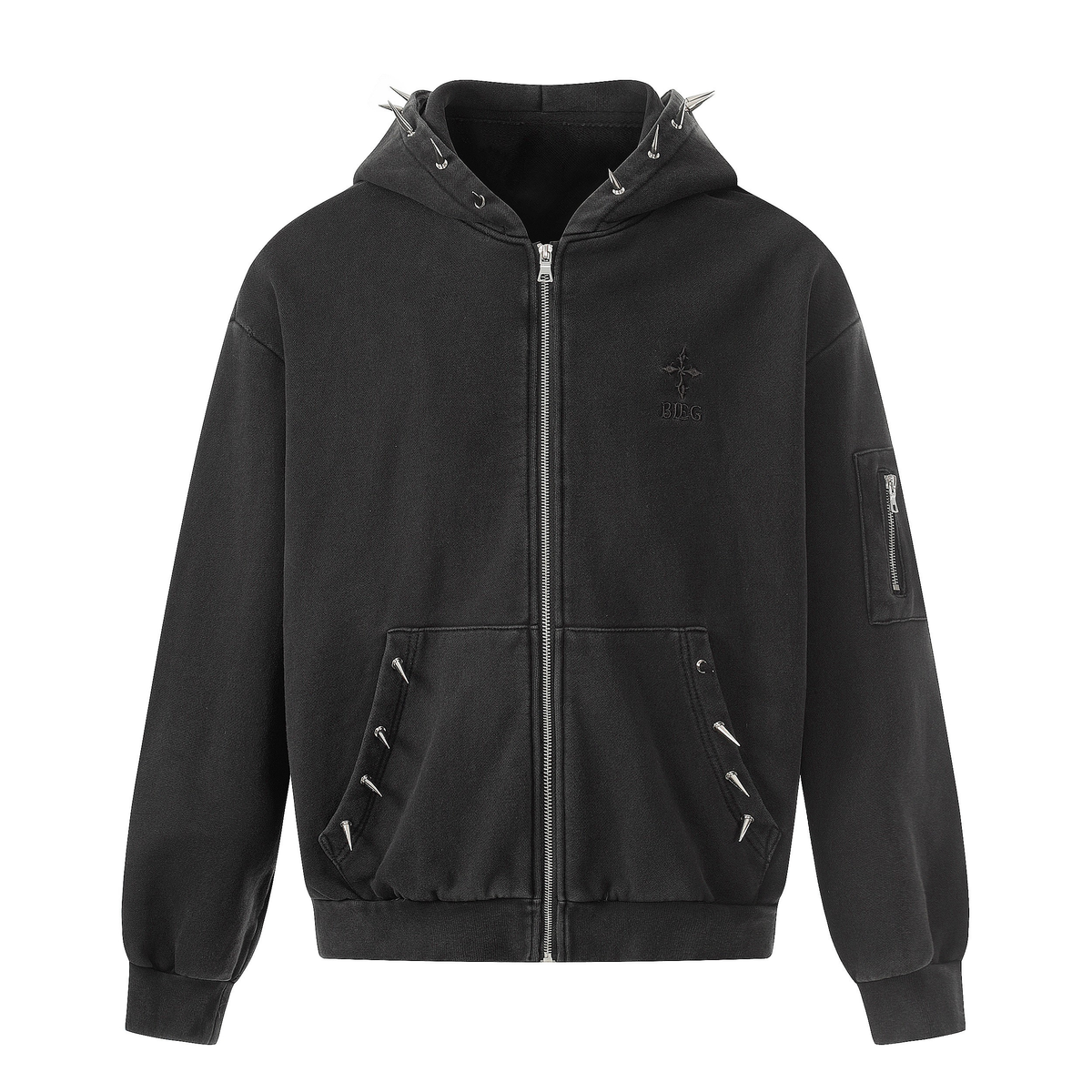 Omirad Studded Zip-Up Hoodie