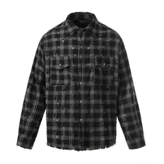 Omirad Distressed Plaid Shirt Jacket