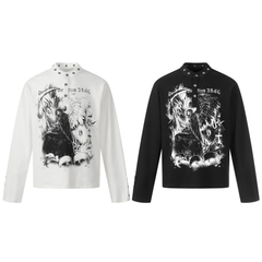 Omirad Graphic Long Sleeve Henley Shirt