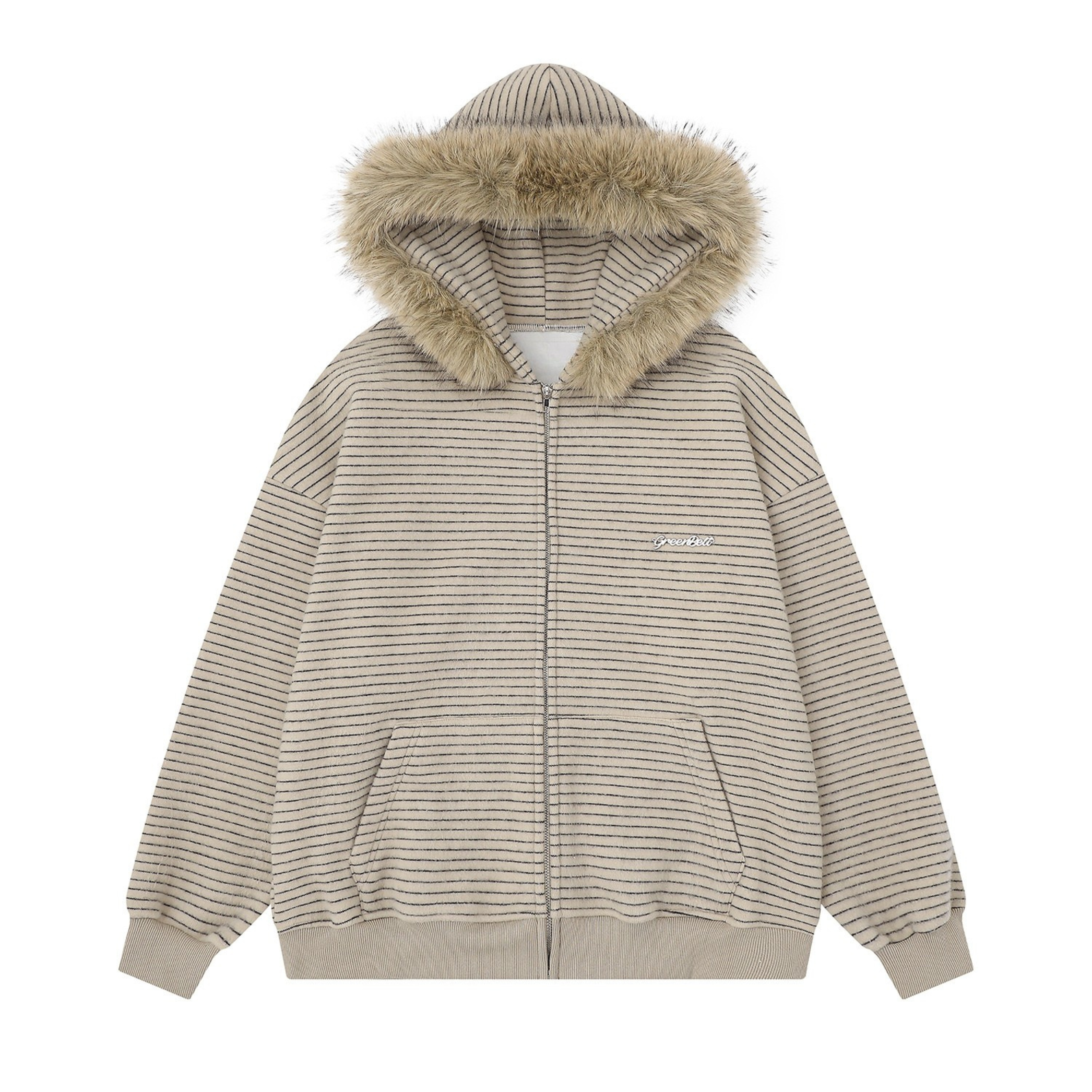 Omirad Striped Knit Zip Hoodie