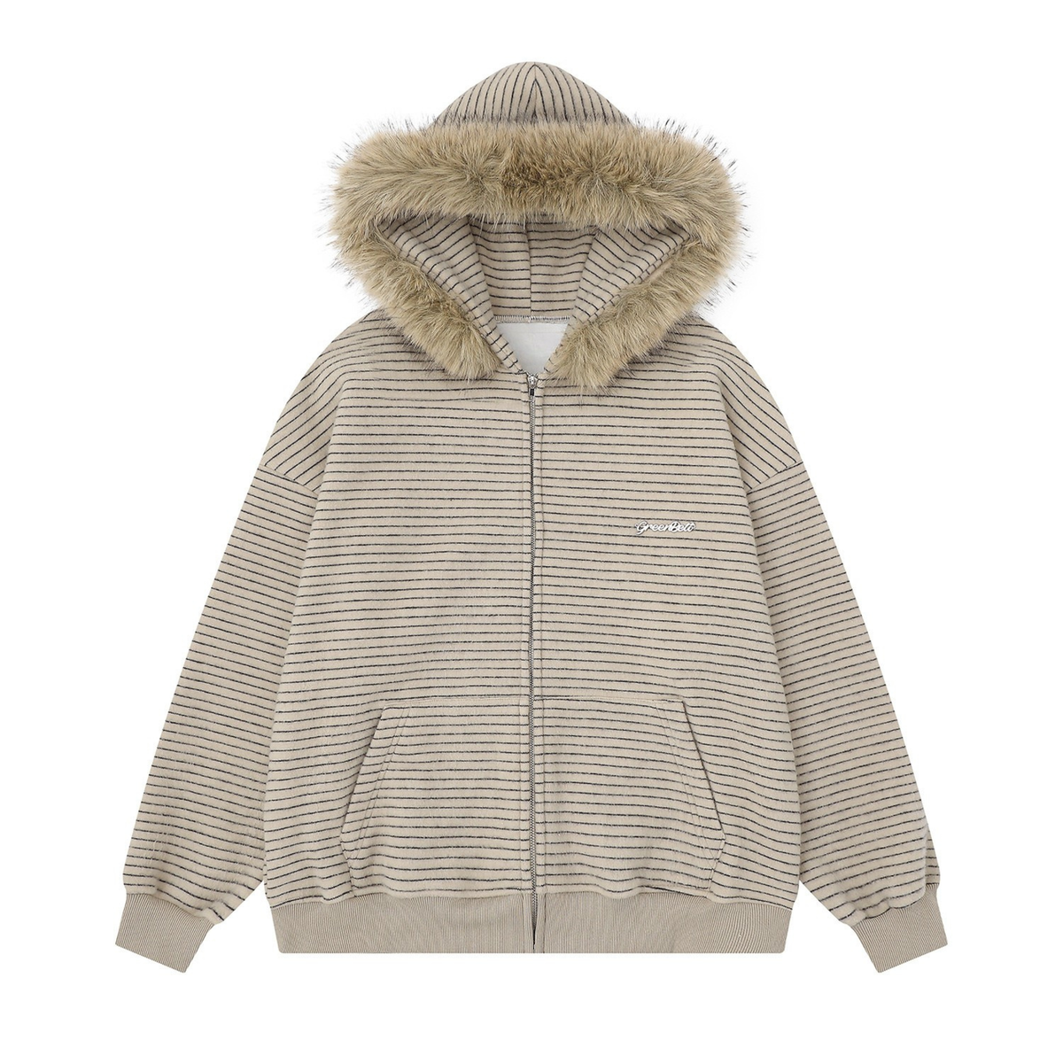 Omirad Striped Knit Zip Hoodie