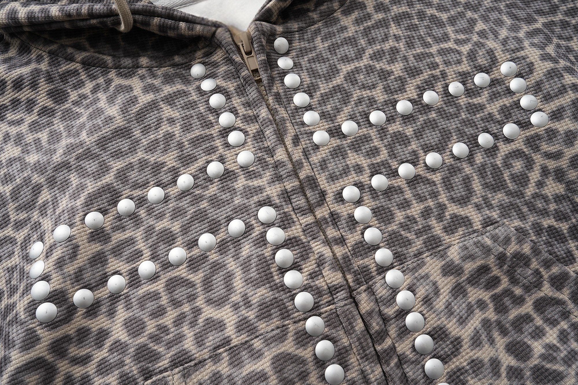 Omirad Studded Cross Cropped Zip Hoodie