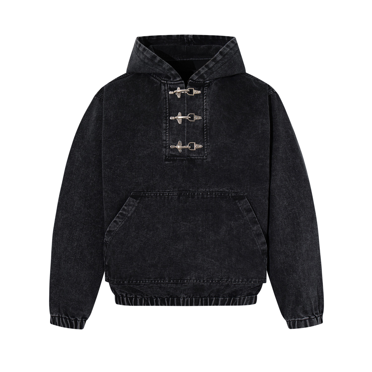 Omirad Toggle-Front Washed Denim Hoodie