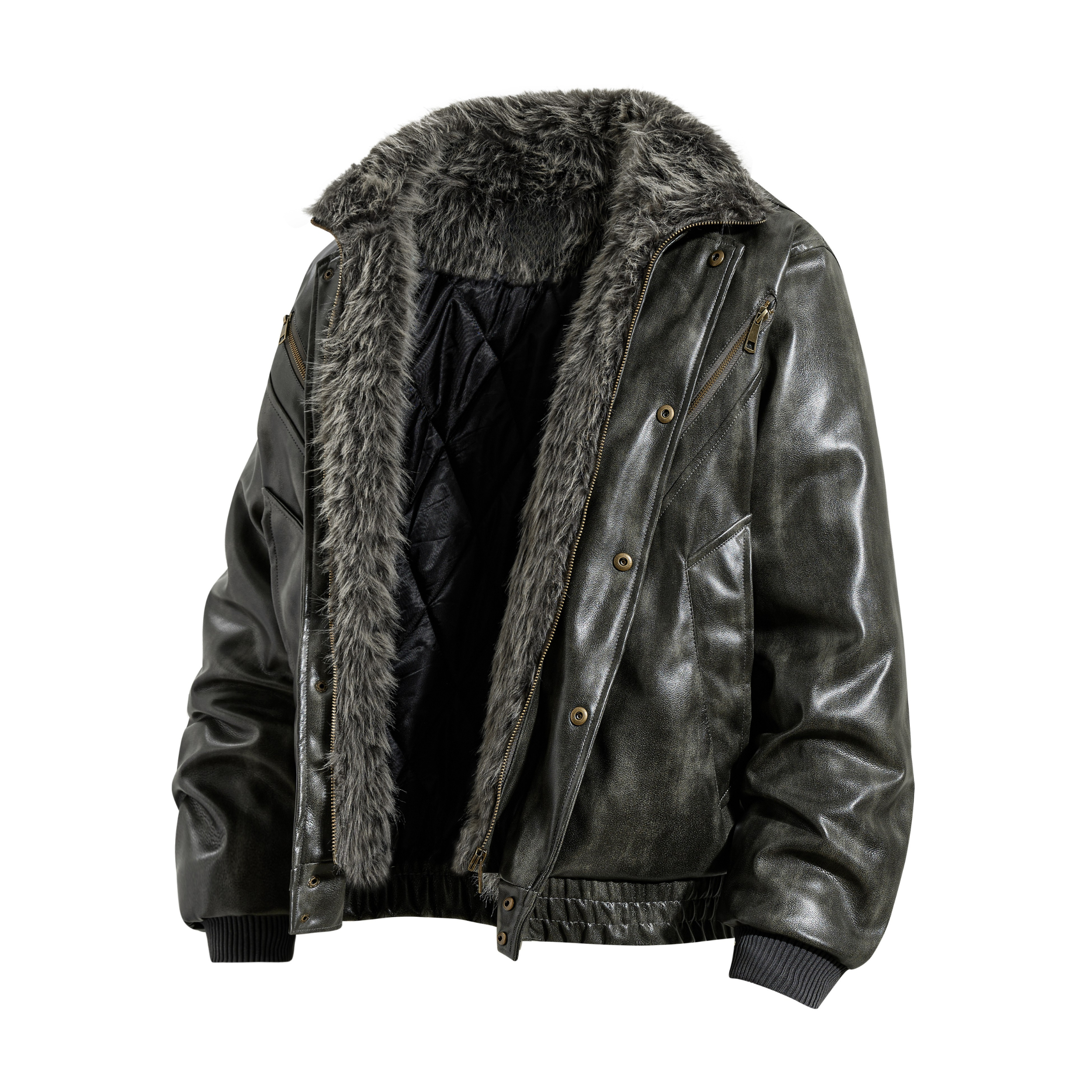 Omirad Faux Leather Bomber Jacket