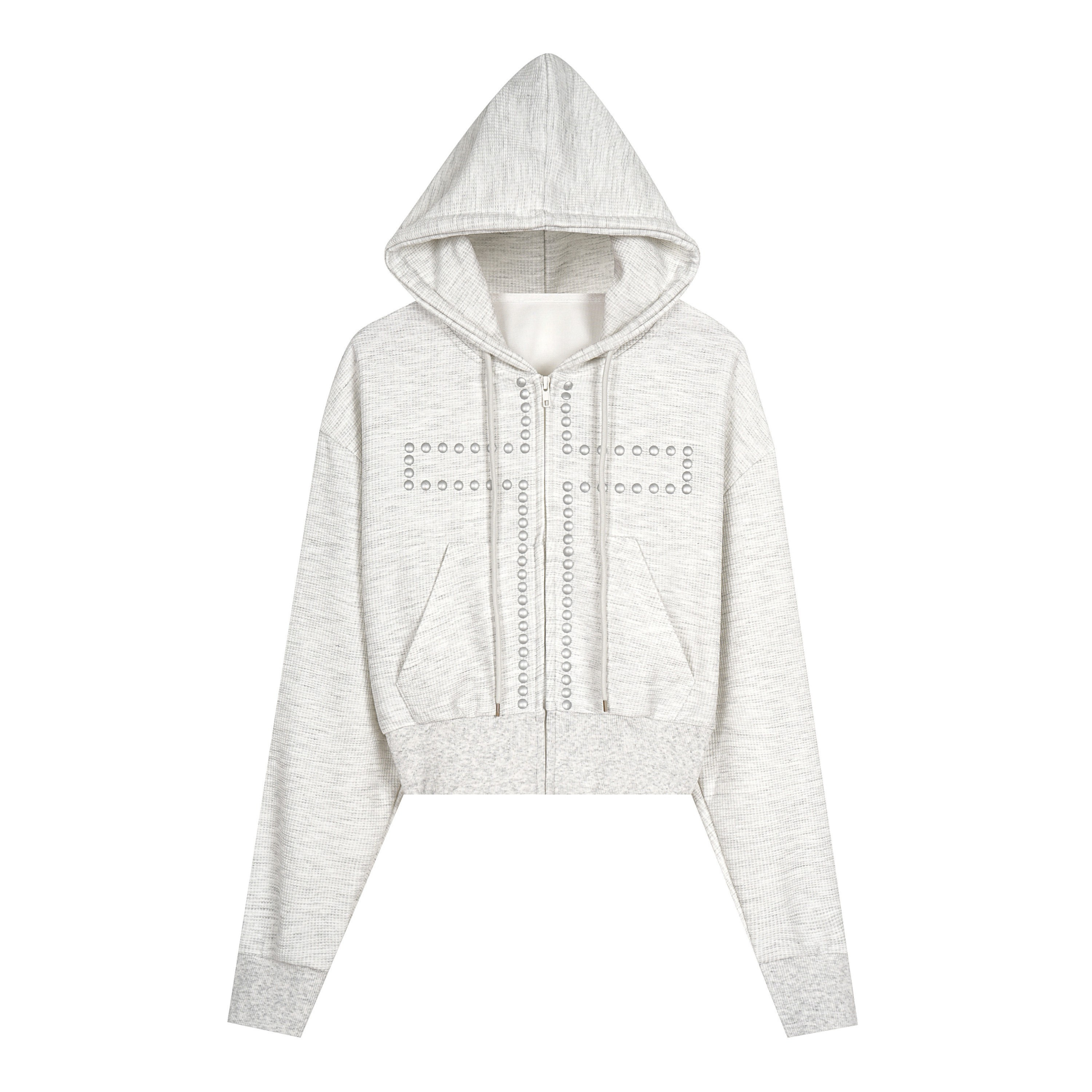 Omirad Studded Cross Cropped Zip Hoodie