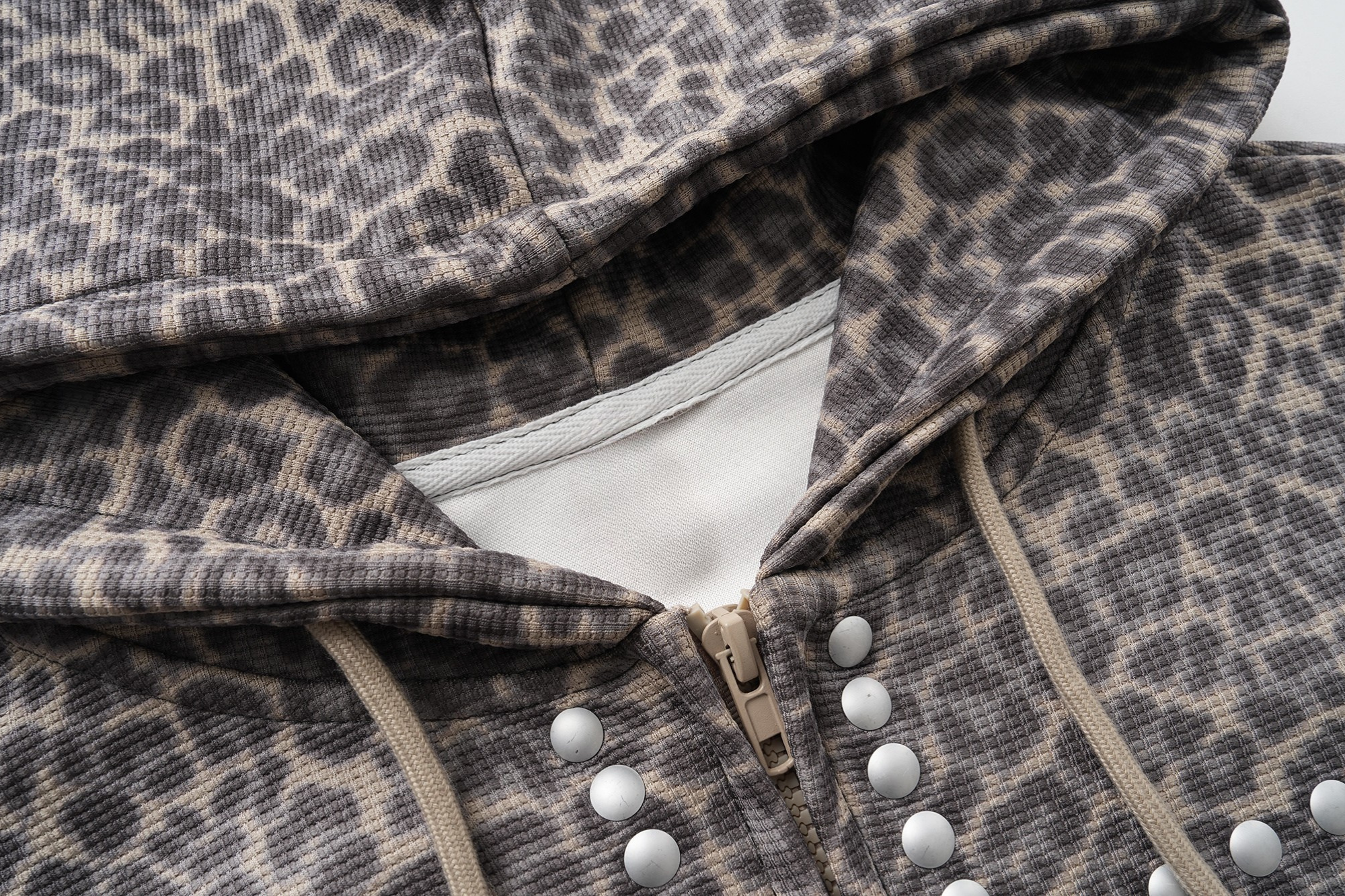 Omirad Studded Cross Cropped Zip Hoodie