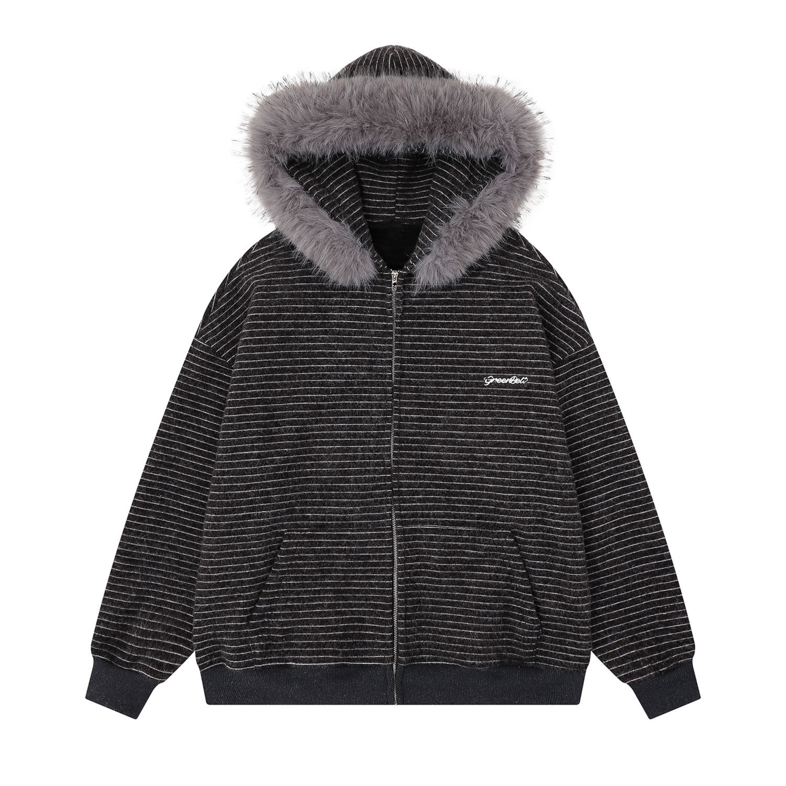 Omirad Striped Knit Zip Hoodie