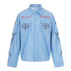 Omirad Striped Graphic Button-Up Shirt