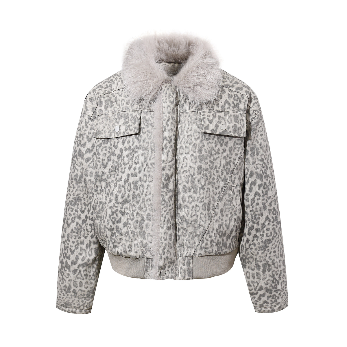Omirad Leopard Faux Fur Collar Jacket