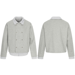 Omirad Double-Breasted Layered Stripe Jacket