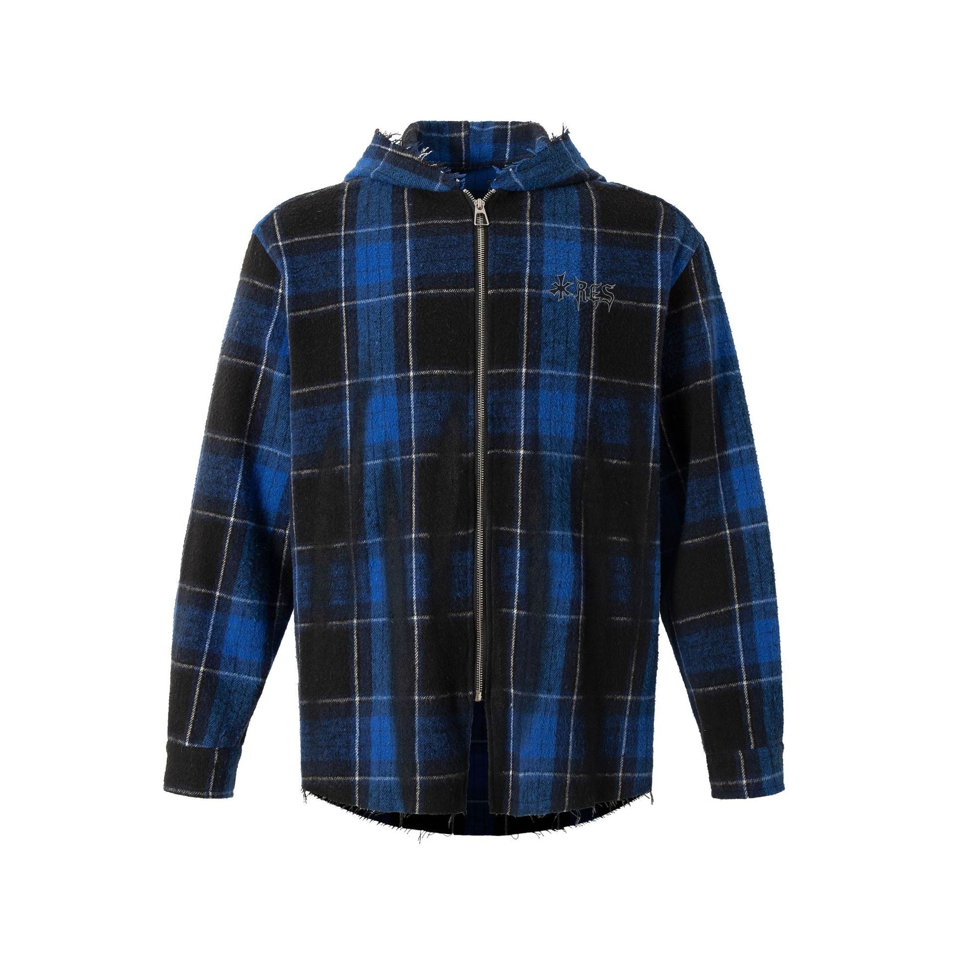 Omirad Plaid Embroidered Hooded Jacket