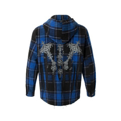 Omirad Plaid Embroidered Hooded Jacket