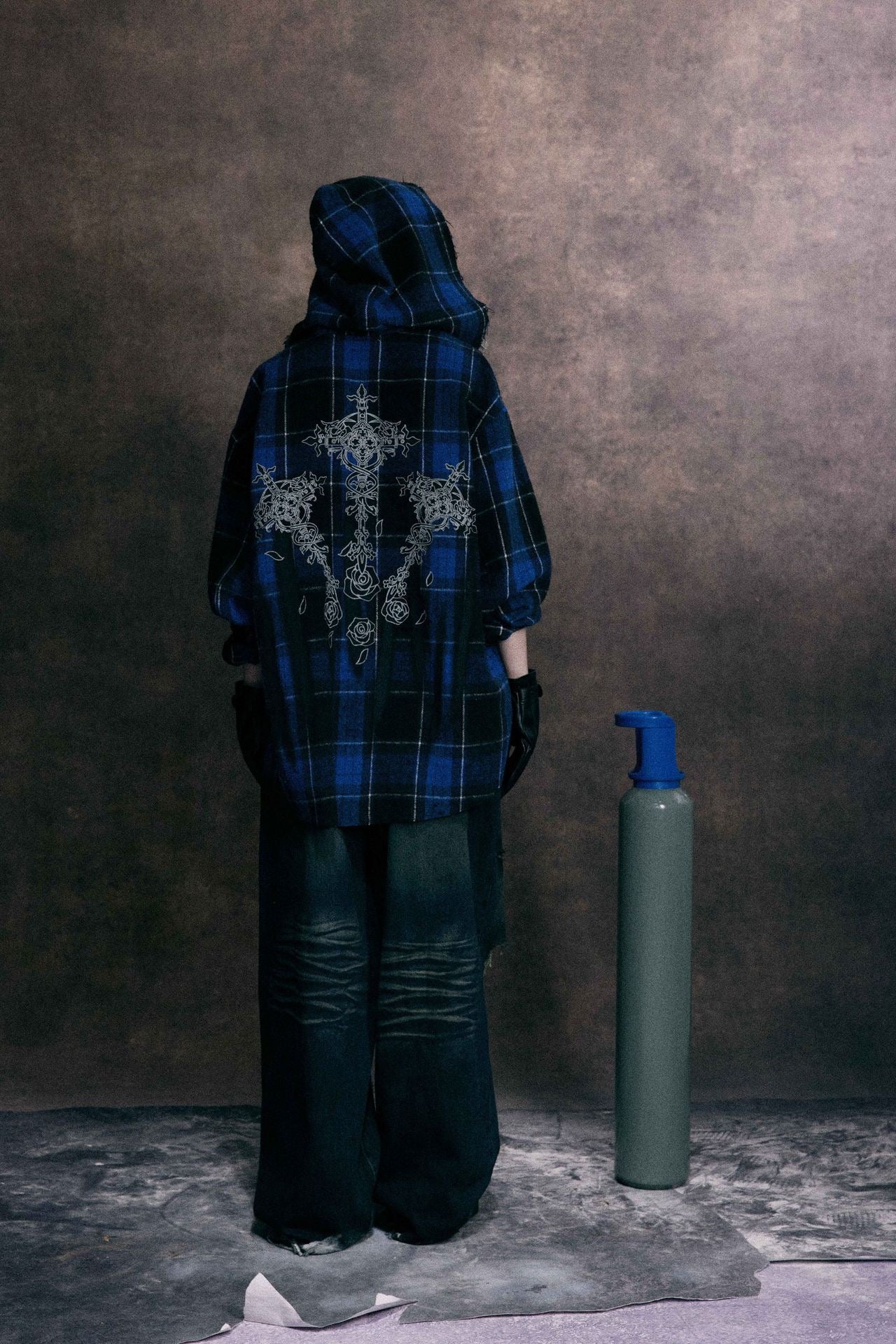 Omirad Plaid Embroidered Hooded Jacket