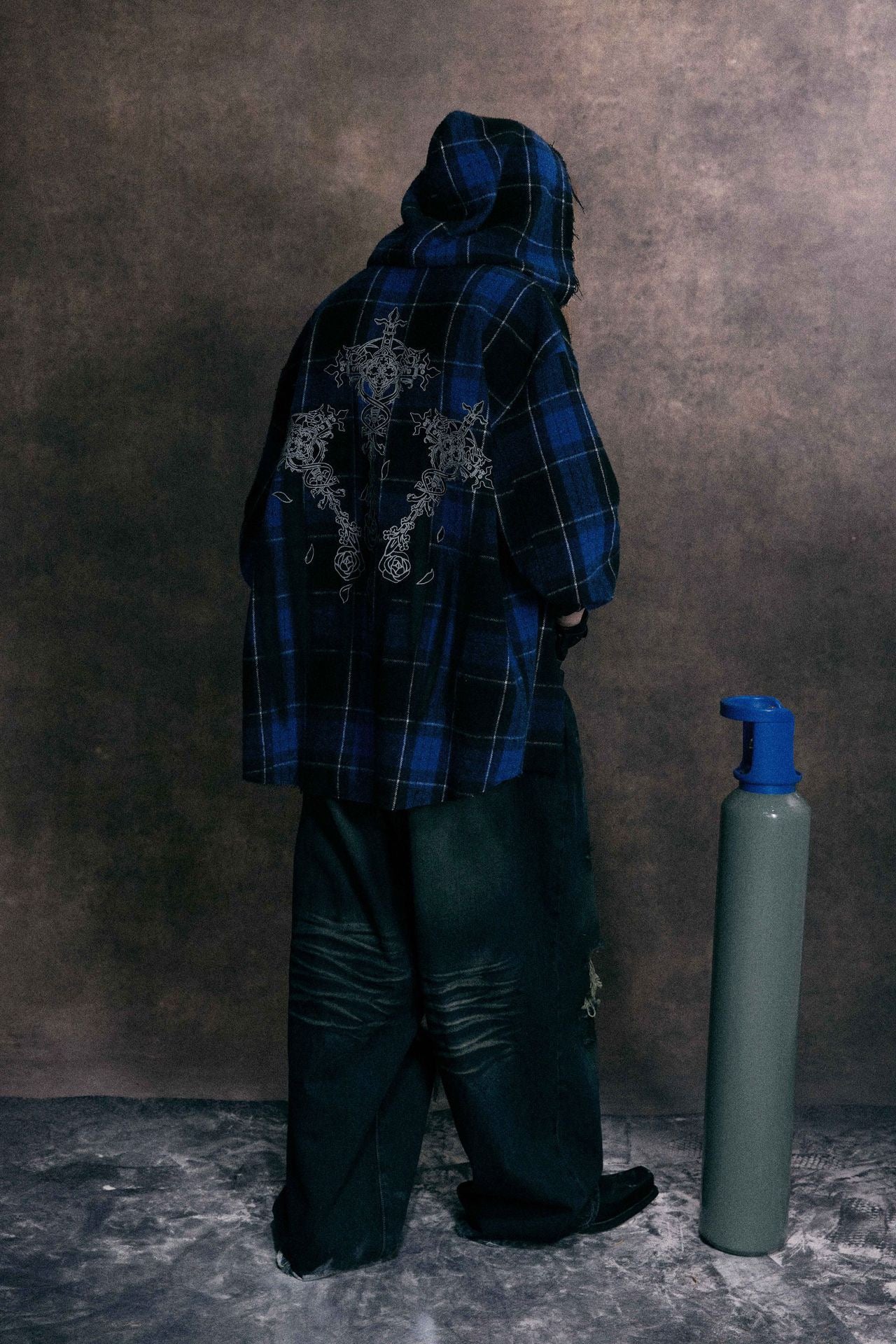Omirad Plaid Embroidered Hooded Jacket