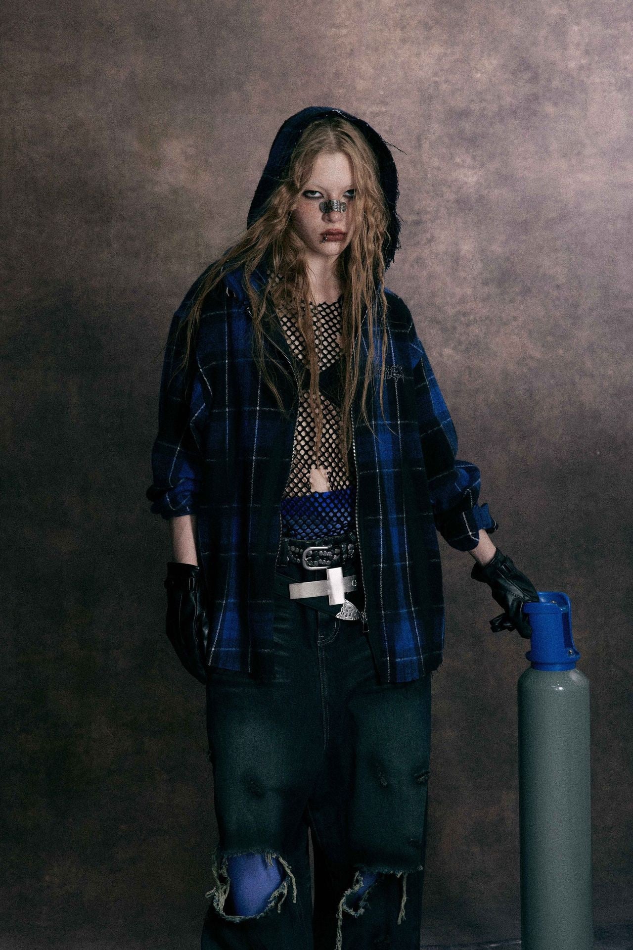 Omirad Plaid Embroidered Hooded Jacket