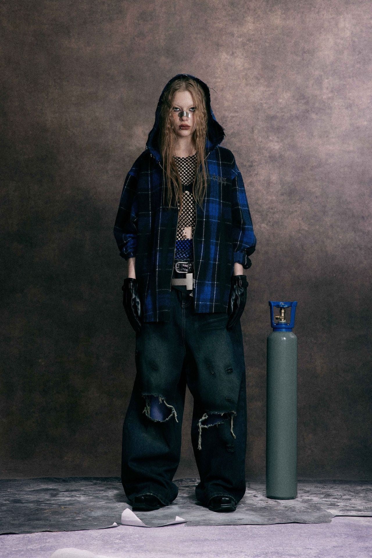 Omirad Plaid Embroidered Hooded Jacket