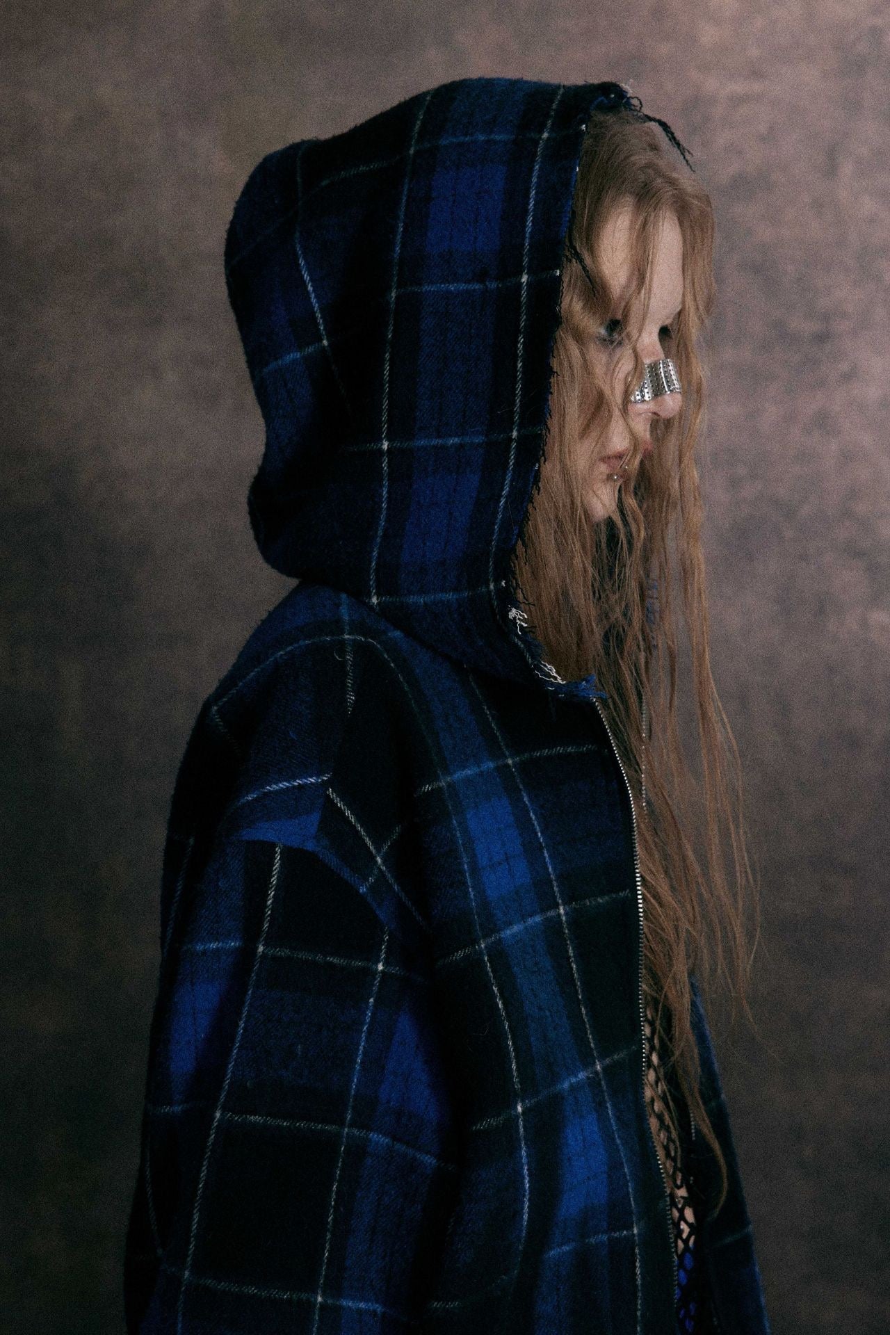 Omirad Plaid Embroidered Hooded Jacket