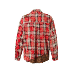 Omirad Distressed Plaid Patchwork Shirt