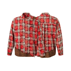 Omirad Distressed Plaid Patchwork Shirt