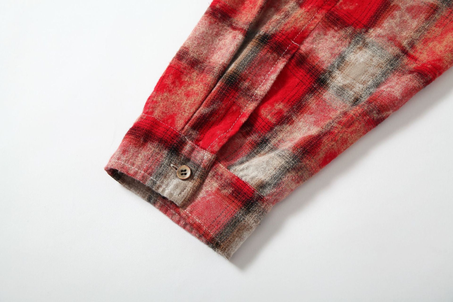 Omirad Distressed Plaid Patchwork Shirt