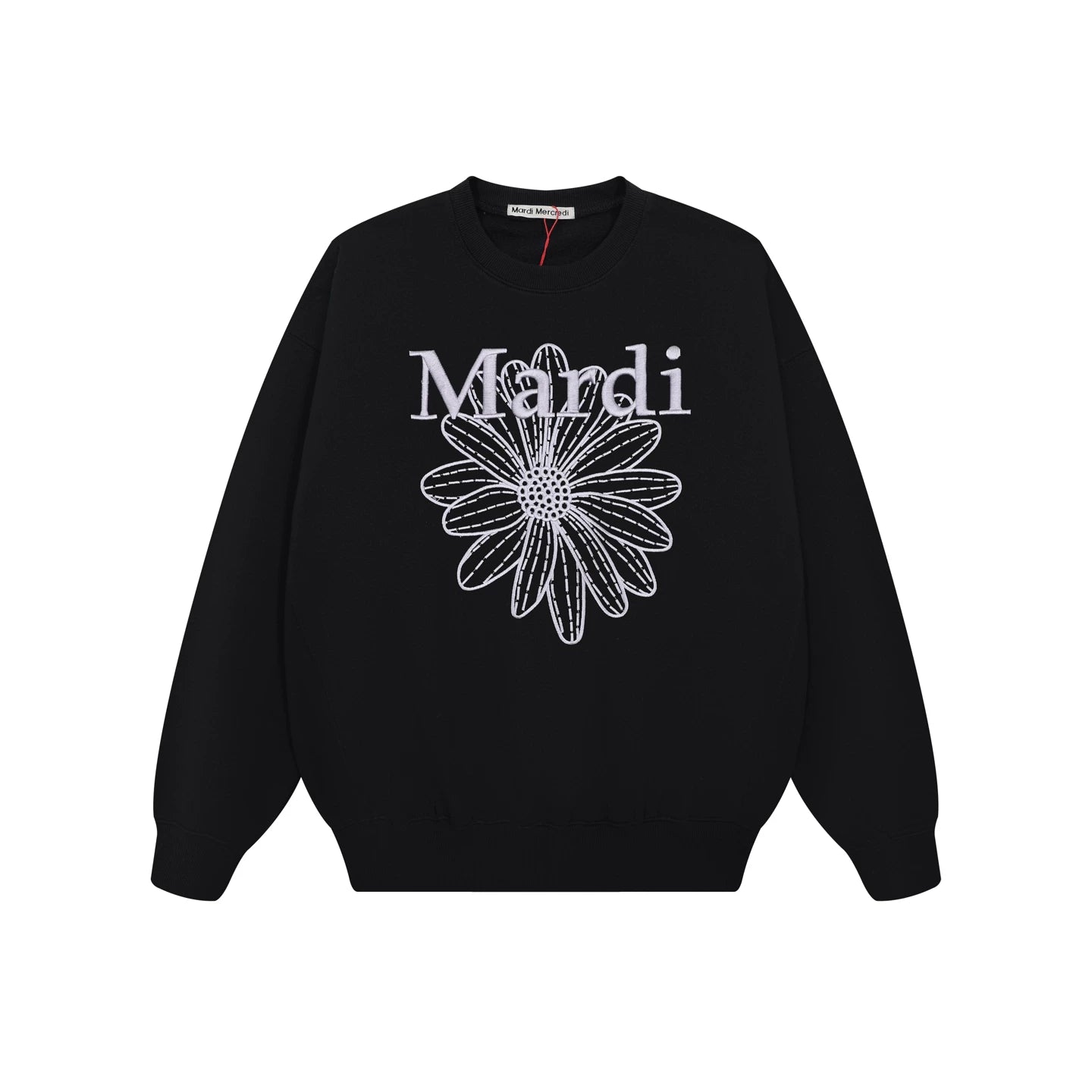Mardi Embroidered Daisy Flower Autumn Oversized Fleece Sweatshirt
