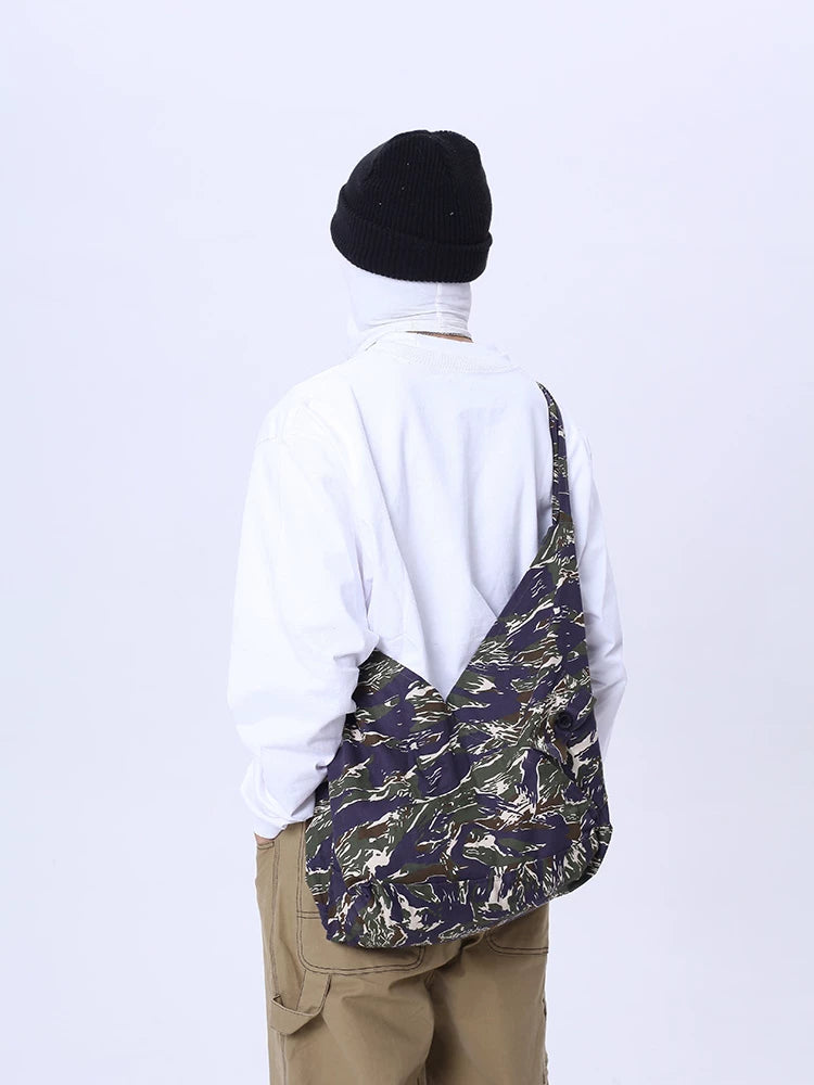 90s Vintage Camouflage Canvas Messenger Crossbody Bag