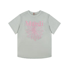 Mardi Embroidered Daisy Flower Summer Cotton Casual Tee