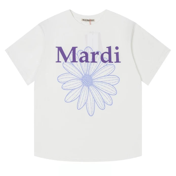 Mardi Three Flowers Graphic Summer Cotton Casual Tee