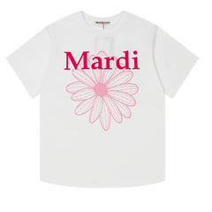 Mardi Three Flowers Graphic Summer Cotton Casual Tee