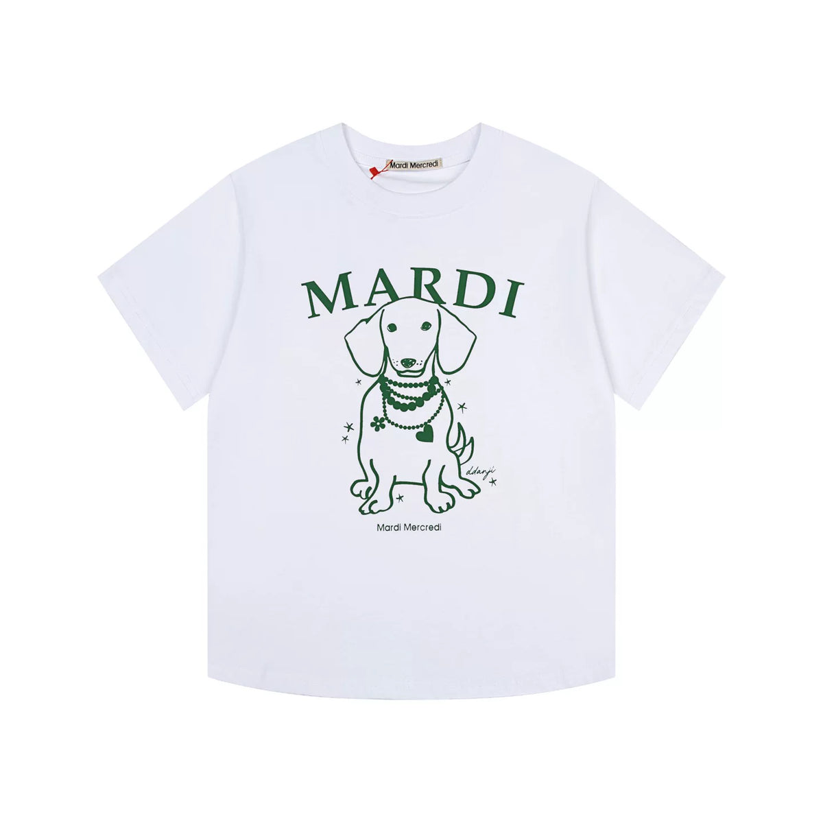 Mardi Pearl Dog Graphic Summer Casual Cotton Tee