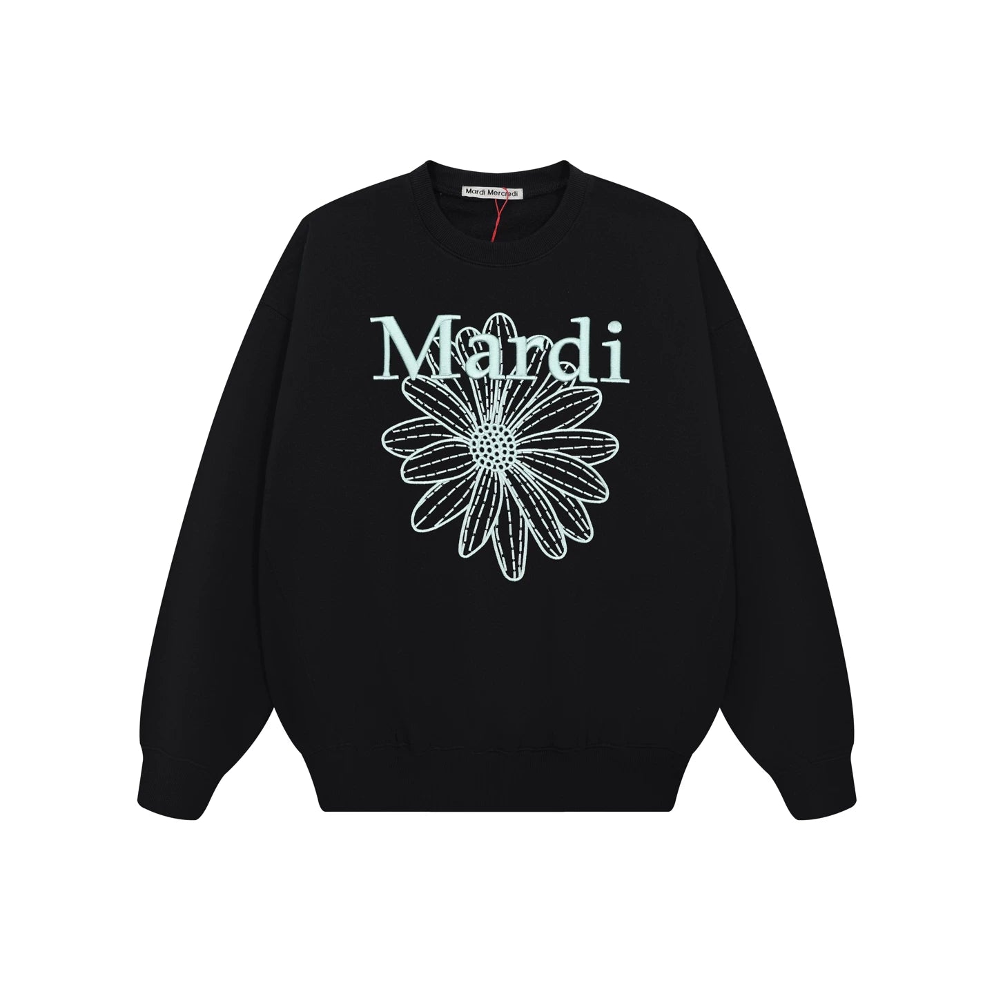 Mardi Embroidered Daisy Flower Autumn Oversized Fleece Sweatshirt