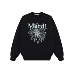 Mardi Embroidered Daisy Flower Autumn Oversized Fleece Sweatshirt
