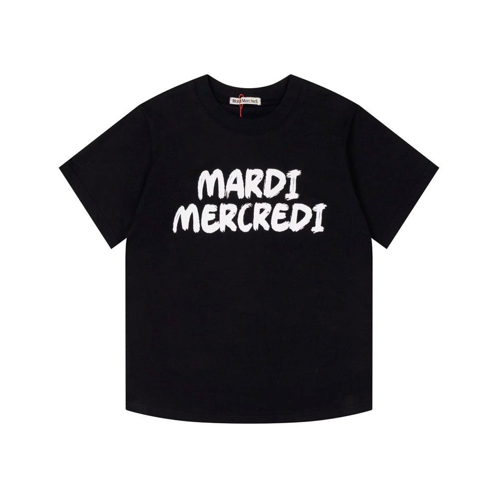 Mardi Graffiti Letter Graphic Summer Cotton Casual Tee