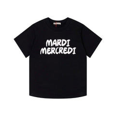 Mardi Graffiti Letter Graphic Summer Cotton Casual Tee