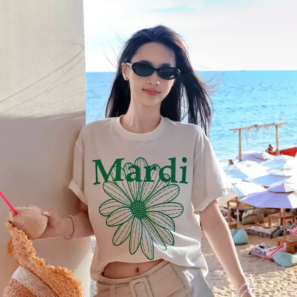 Mardi Daisy Print Summer Casual Cotton Tee Unisex