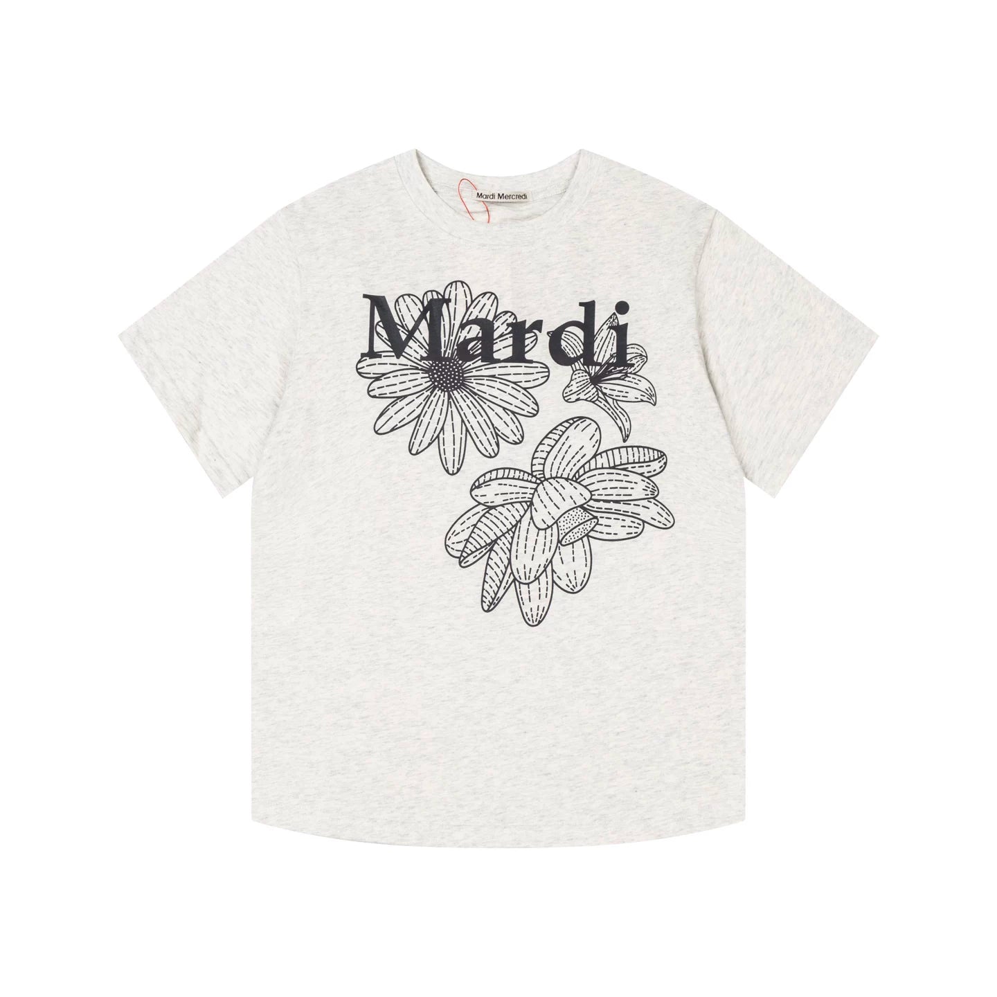 Mardi Three Flowers Graphic Summer Cotton Casual Tee