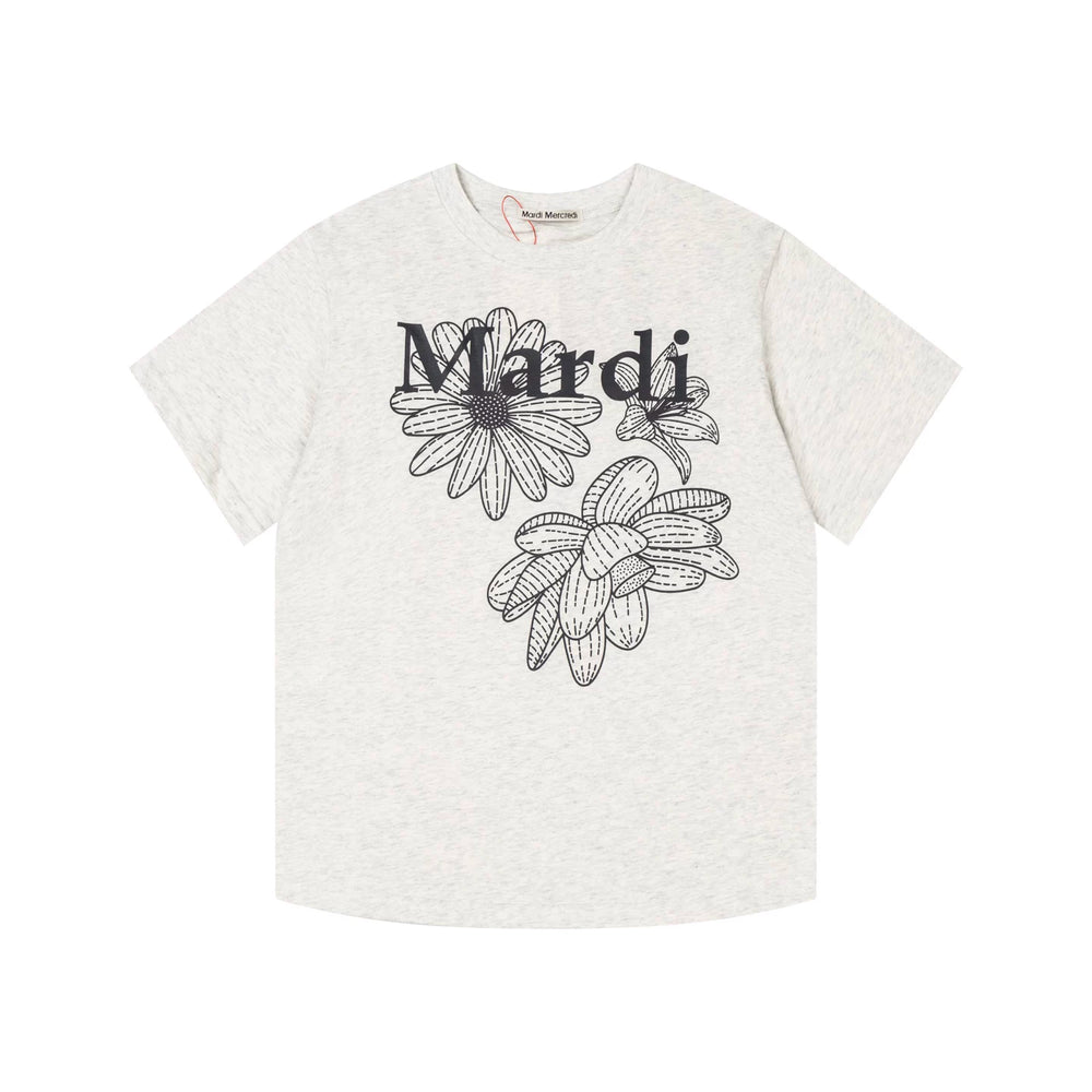 Mardi Three Flowers Graphic Summer Cotton Casual Tee