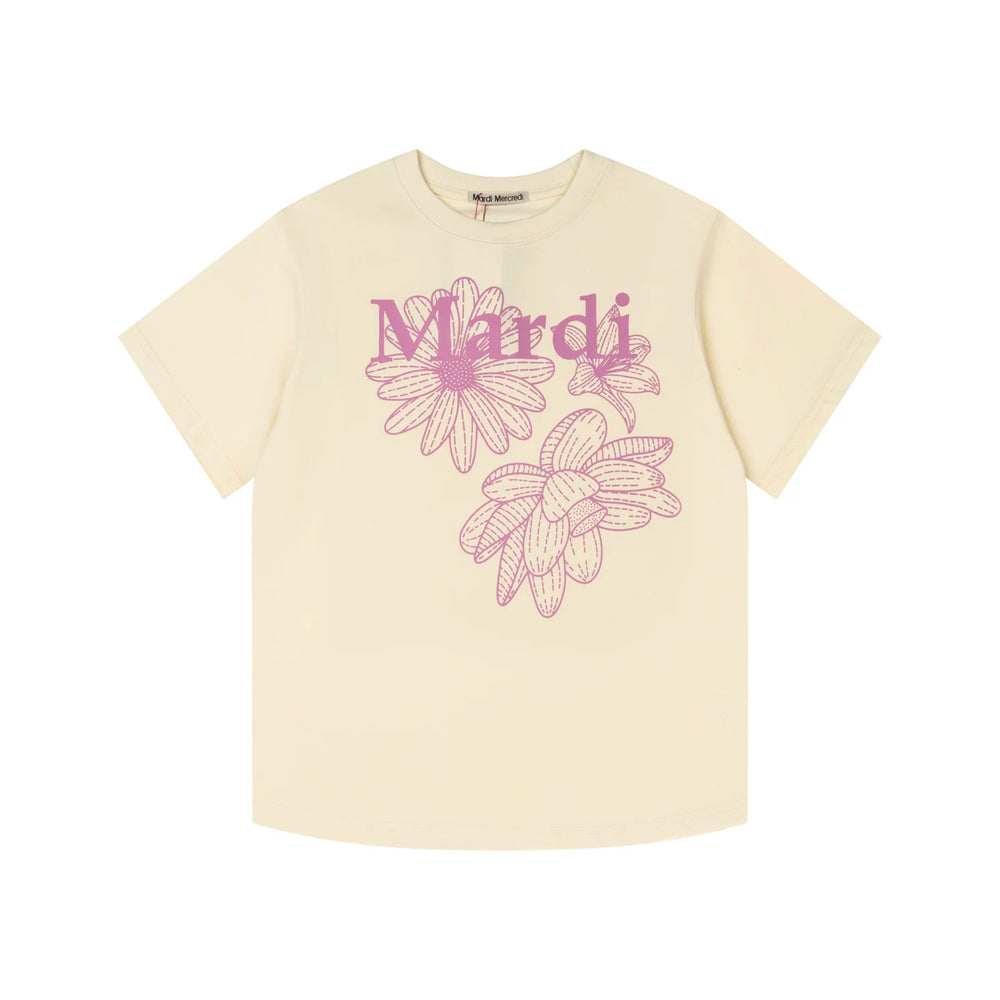 Mardi Three Flowers Graphic Summer Cotton Casual Tee