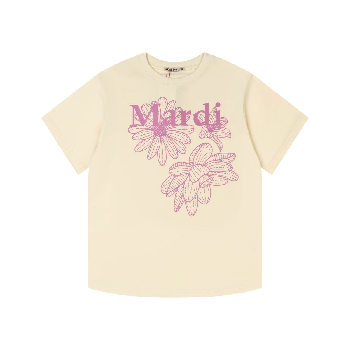 Mardi Three Flowers Graphic Summer Cotton Casual Tee