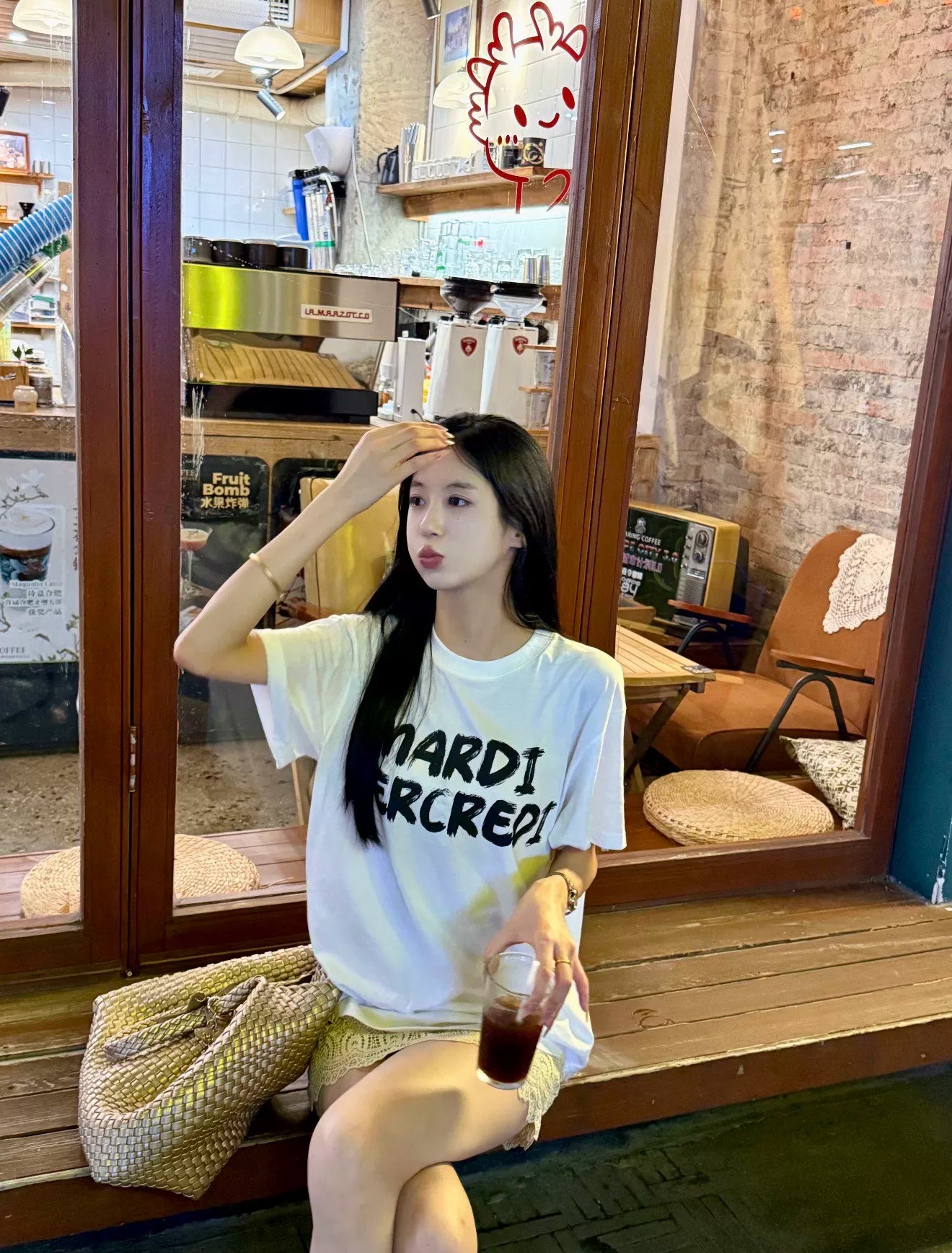 Mardi Graffiti Letter Graphic Summer Cotton Casual Tee