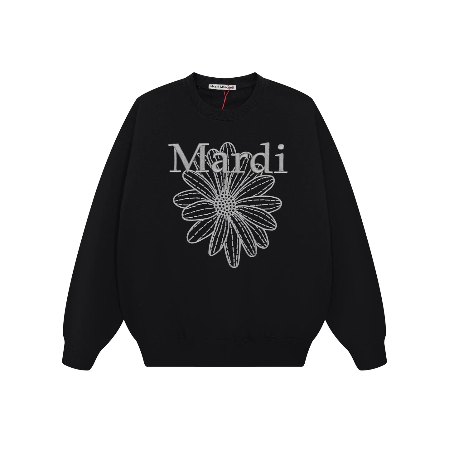 Mardi Embroidered Daisy Flower Autumn Oversized Fleece Sweatshirt