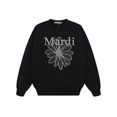 Mardi Embroidered Daisy Flower Autumn Oversized Fleece Sweatshirt