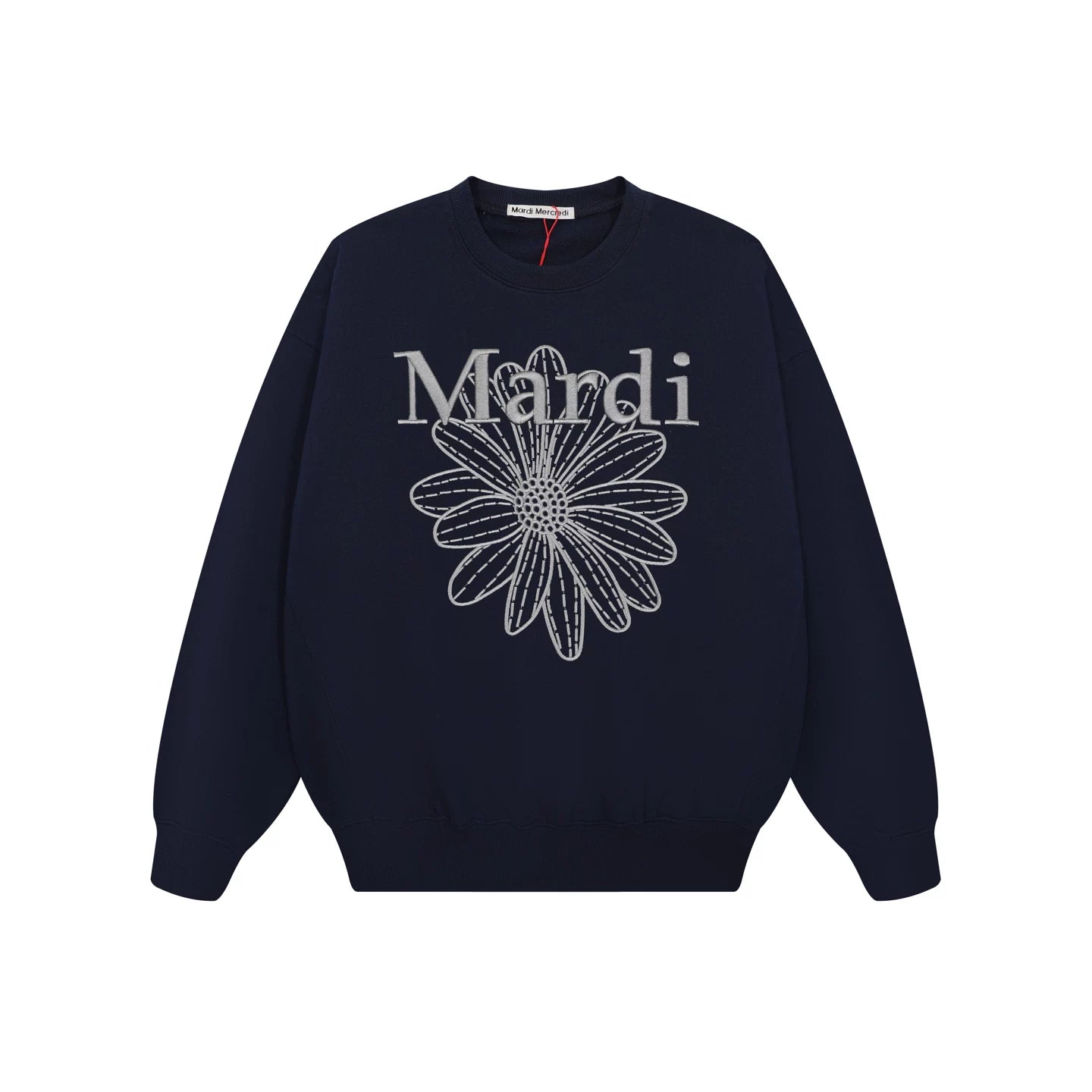 Mardi Embroidered Daisy Flower Autumn Oversized Fleece Sweatshirt