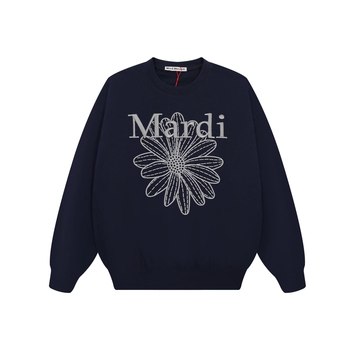 Mardi Embroidered Daisy Flower Autumn Oversized Fleece Sweatshirt
