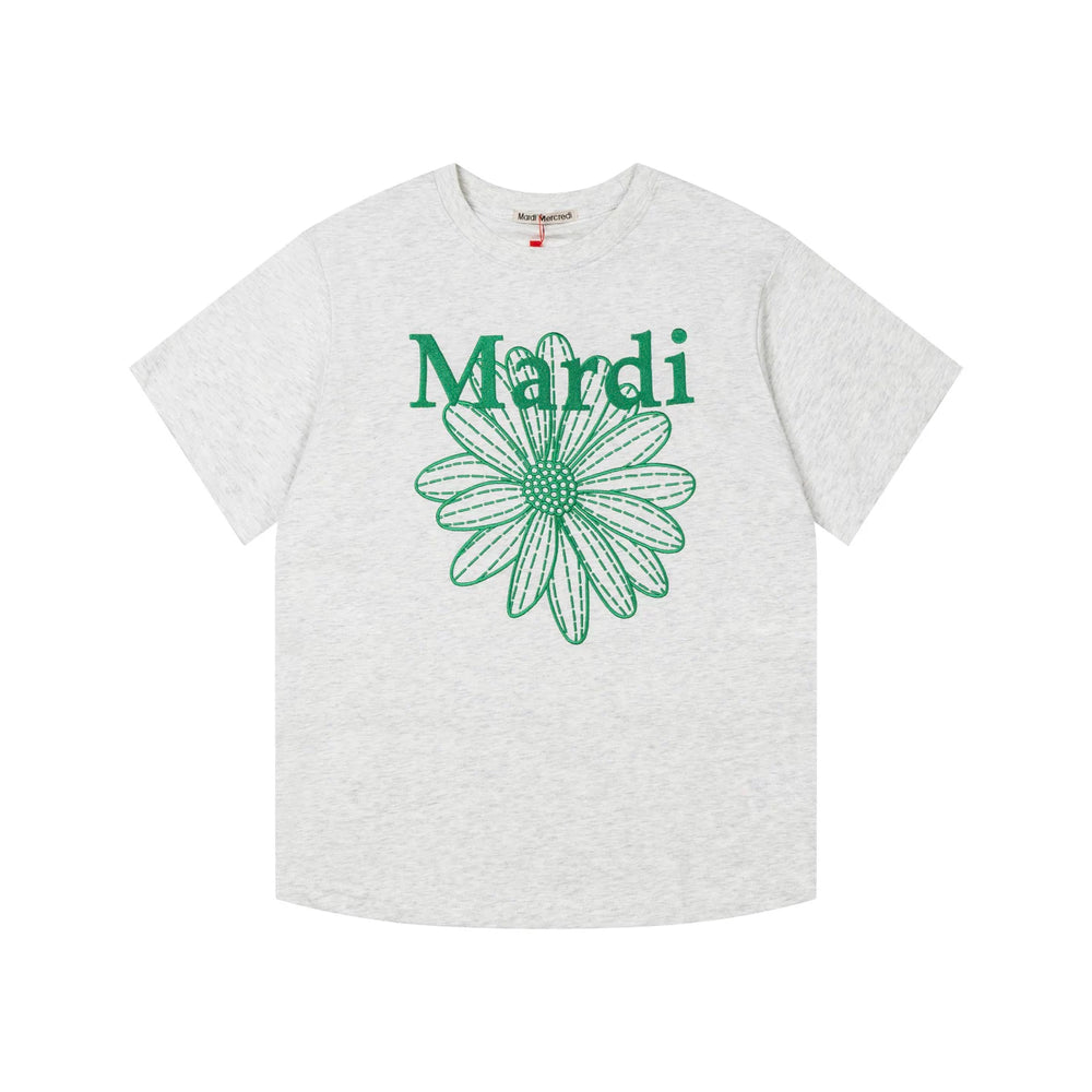 Mardi Embroidered Daisy Flower Summer Cotton Casual Tee
