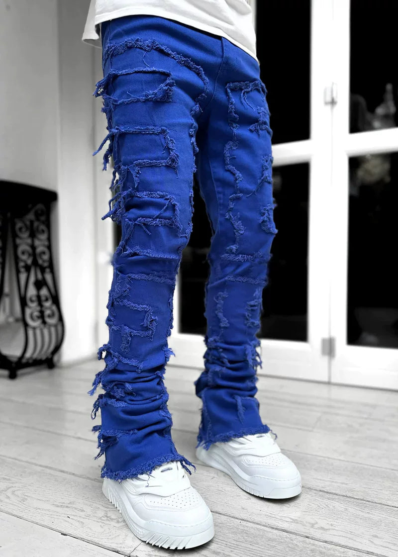 Mens Streetwear Stretch Straight Leg Casual Denim Jeans
